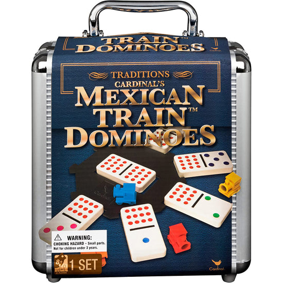 Mexican Train Dominoes Set Tile Board Game in Aluminum Carry Case, Ages 8+-ShopBobbys