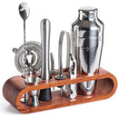 1 of 4:Mixology & Craft Bartender Kit: 10-Piece Bar Tool Set with Mahogany Stand, Silver 