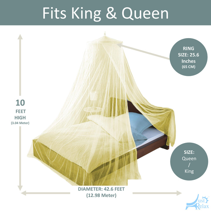 Just Relax Elegant Mosquito Net Bed Canopy Set, Yellow, Queen-King