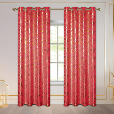 5 of 7:Myra Metallic Foil Streaks Pattern Grommet Window Curtain Panel, 54x84 Inches 