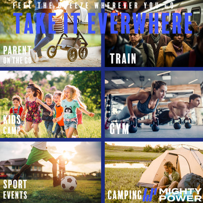 4 of 8:MIGHTY POWER Rechargeable AC Ultra Cooling Handheld Fan, White, 6.5 Inches 