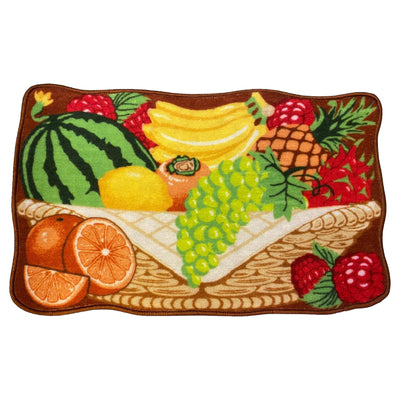 1 of 1:Tropical Fruit Basket Shaped Non-Slip Kitchen Mat, 20x30 Inches 