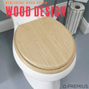3 of 7:PREMIUS Printed MDF Wood Round Toilet Seat with Plastic Hinges, Oak Wood, Standard 17 Inches 