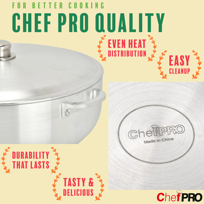 4 of 6:Chef Pro Commercial Grade Aluminum Caldero Stock Pot, Silver, 13.3 Quarts 