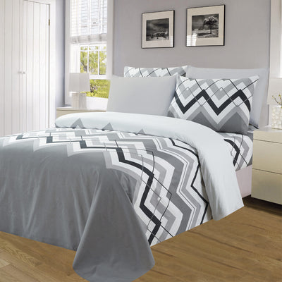 1 of 4:Essentials Neutral 4 & 6 Piece Printed Wrinkle-Free Sheet Set, Urban Zigzag 