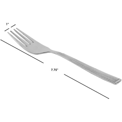 4 of 4:Home Basics 4 Piece Ribbed Stainless Steel Cutlery Dinner Fork Set, Silver 
