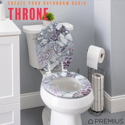 4 of 7:PREMIUS Wood Toilet Seat, Purple Marble, Standard Round, 17 Inches 