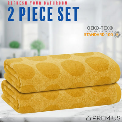 6 of 44:PREMIUS 2 Pack Circles 100% Cotton Yarn Dyed Bath Sheet Towel, 32x64 Inches 