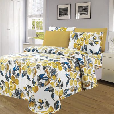 2 of 4:Premium Neutral 4 & 6 Piece Wrinkle-Free Sheet Set, Golden Leaf 