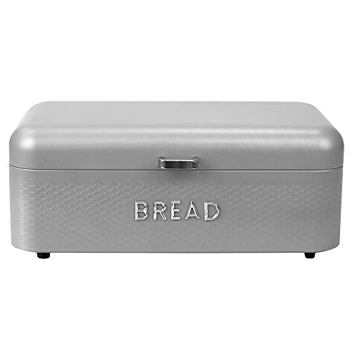Home Basics Soho Bread Box, Matte Gray, 16.5x9x7 Inches