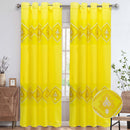 4 of 6:Carmen Damask Embroidered Chevron Design Grommet Window Curtain Panel, 54x84 Inches 