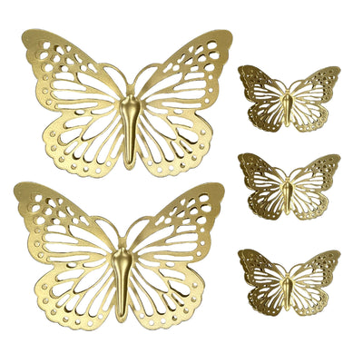 1 of 2:PREMIUS 5 Piece Metal Butterfly Wall Decor Set, Gold, (3) 6 Inches, (2) 12 Inches 