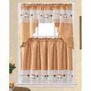 1 of 1:Coffee Cup 3 Piece Embroidered Kitchen Curtain Set, Gold, Swag 58x36, Tiers 30x36 Inches 