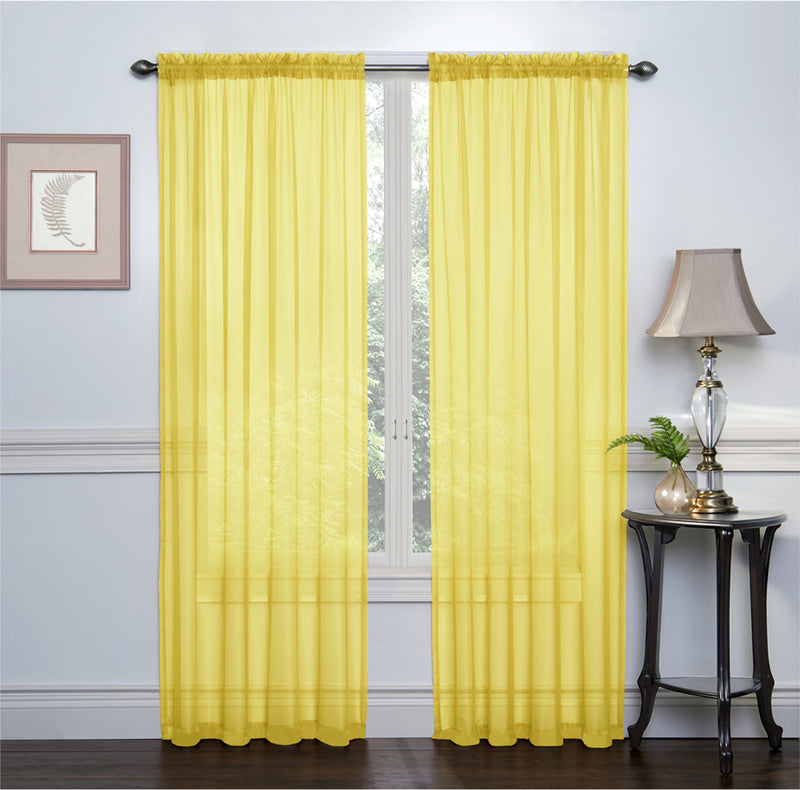 Crystal 2-Pack Sheer Rod Pocket Window Panel, Yellow, 52x84 Inches ...
