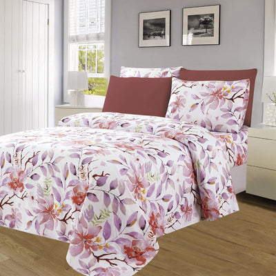 4 of 4:Essentials Bright 4 & 6 Piece Printed Wrinkle-Free Sheet Set, Twilight Bloom 