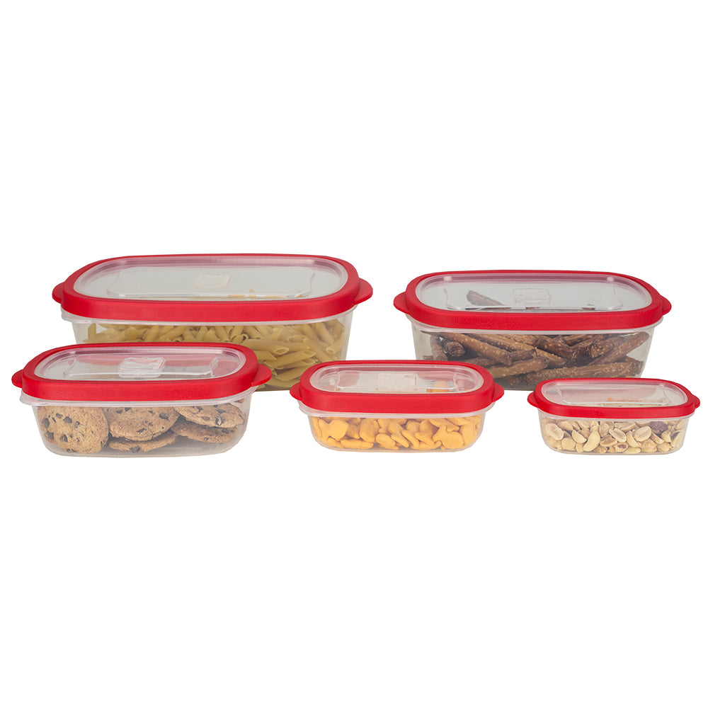 Home Basics 5 Piece Spill-Proof Rectangle Plastic Food Storage Contain ...