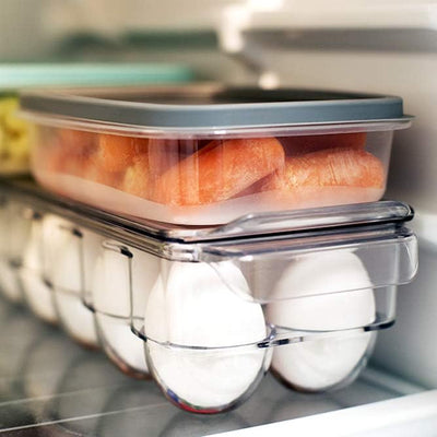 2 of 7:Home Basics Egg Holder with Clear Cover, Holds 14 Eggs, 14.5x4.75x3 Inches 