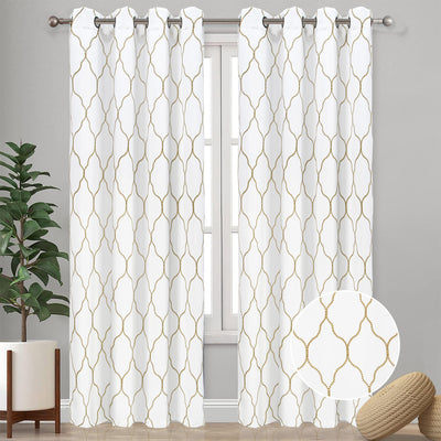 2 of 8:Emilia Geometric Embroidered Room Darkening Grommet Window Panel Curtain, 54x90 Inches 
