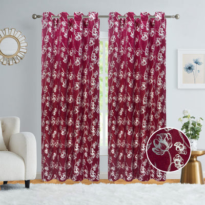 6 of 6:Newark Metallic Foil Floral Room Darkening Grommet Window Curtain Panel, 54x84 Inches 