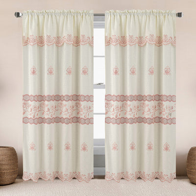 4 of 6:Sufeena Jacquard Macrame Window Curtain Panel with Valance, 55x84 Inches 