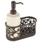 iDesign Vine Ceramic Bathroom Soap Dispenser Set with Soap Pump and Caddy, 7.25x3.25x8.25, Vanilla-Bronze