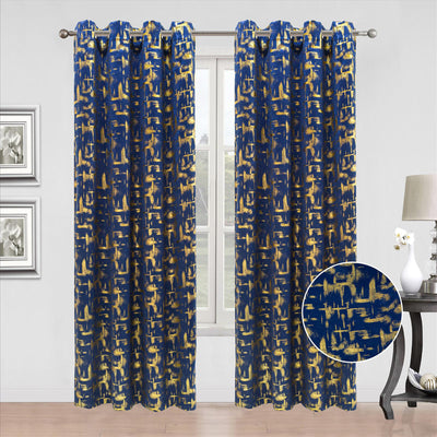 6 of 8:Huston Metallic Foil Grommet Window Curtain Panel, 54x84 Inches 