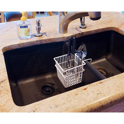 3 of 5:Kitchen Details Double Sink Sponge Holder in White 