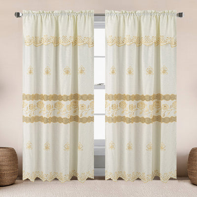 2 of 6:Sufeena Jacquard Macrame Window Curtain Panel with Valance, 55x84 Inches 