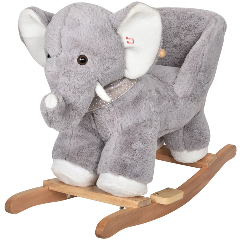 JOON Olli Ride-On Rocking Horse Elephant With Scarf, Gray-White