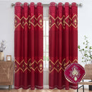6 of 6:Carmen Damask Embroidered Chevron Design Grommet Window Curtain Panel, 54x84 Inches 