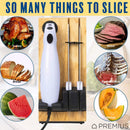 3 of 9:PREMIUS Serrated Carving Electric Knife Set With Wooden Storage Tray, with 2 Stainless Steel Blades 