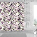 1 of 1:Enola Floral 13 Piece Canvas Shower Curtain with Hooks, Purple-White, 70x72 Inches 