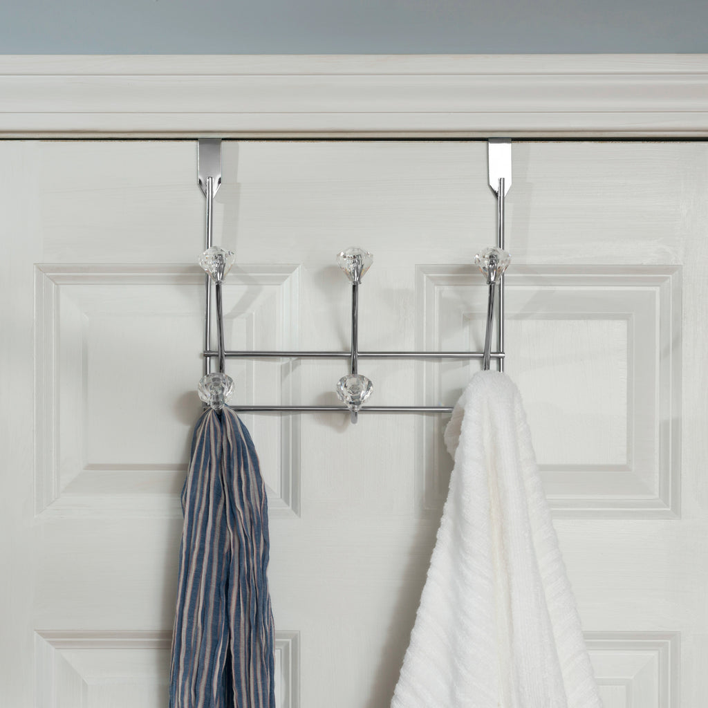 Home Basics Chrome Plated Steel 3 Hook Over the Door Hanging Rack, Cry ...