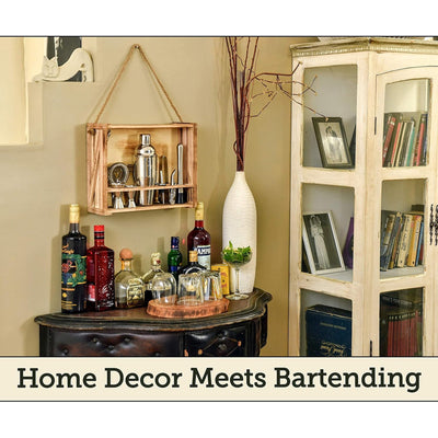 3 of 3:Mixology & Craft 11-Piece Bartender Kit with Wood Stand Crate, Silver 