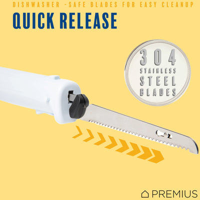 10 of 11:PREMIUS Professional Rechargeable Cordless Electric Knife, 1 Serrated Blade, White 