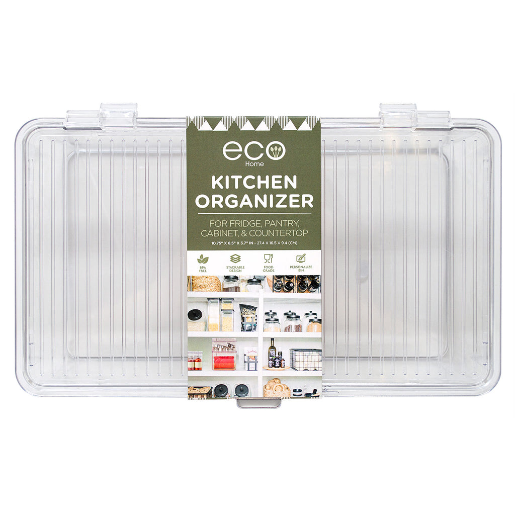 Rectangular Organiser Box PREMIUS Rectangular Kitchen Organizer Box With Hinged Lid, Clear, 10.7 ...