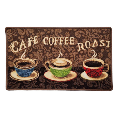 1 of 1:Cup of Coffee Non-Slip Kitchen Mat, Dark Brown, 18x30 Inches 