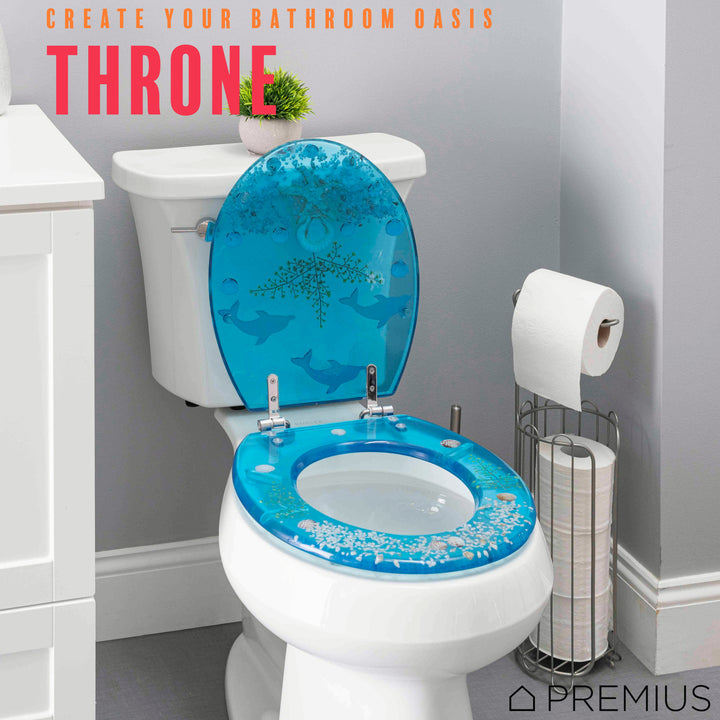 clear toilet seat with fishing lures PREMIUS Polyresin Ocean Life Dolphins Toilet Seat, Clear-Blue, Standar – ShopBobbys