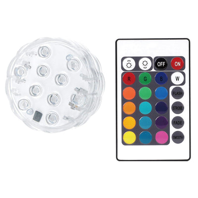 1 of 6:Mighty Power Waterproof Remote Controlled Puck Light with 10 Colorful LEDs 