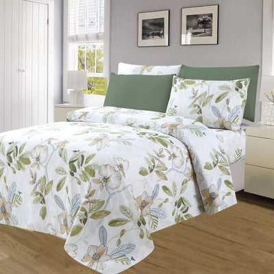 1 of 4:Premium Neutral 4 & 6 Piece Wrinkle-Free Sheet Set, Meadow 