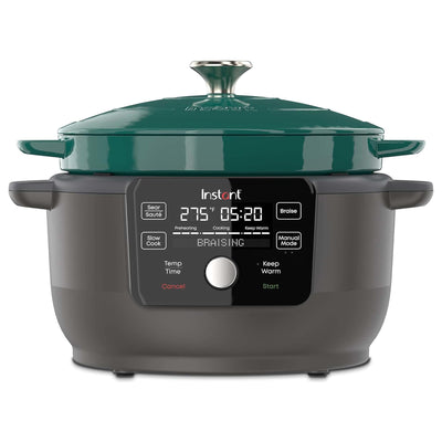 1 of 7:Instant 5-in-1 Electric Round Enameled Cast Iron Dutch Oven, 6-Quart 1500W, Green 