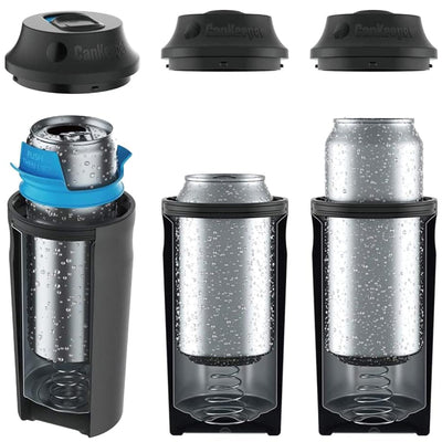 3 of 4:BottleKeeper 3-IN-1 Double Walled Vacuum Insulated Can Cooler with Lid, Stainless Steel 