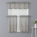7 of 7:Lucas 3 Piece Leaf Embroidered Kitchen Curtain Set, 56x36 Inches 
