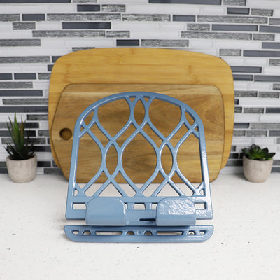 8 of 9:Support pour tablette et livre de cuisine en fonte Home Basics Iris Collection, bleu ardoise 