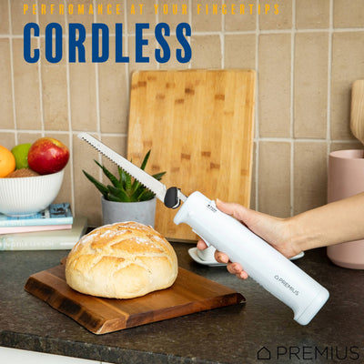 9 of 11:PREMIUS Professional Rechargeable Cordless Electric Knife, 1 Serrated Blade, White 
