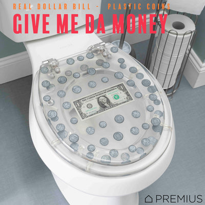 3 of 7:PREMIUS Polyresin Dollar Bill & Coins Money Toilet Seat, Clear, Standard Round, 17 Inches 