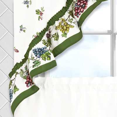 3 of 6:Achim Napa Printed Tier and Swag Kitchen Curtain Set, Green, 57x36 Inches 