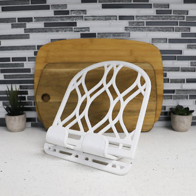 3 of 10:Home Basics Iris Collection Cast Iron Tablet and Cookbook Holder Stand, White 
