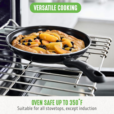 5 of 5:GreenLife Soft Grip Healthy Ceramic Nonstick Frying Pan Set, Black, 7x10 Inches 