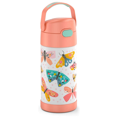 3 of 4:Thermos Kids Water Bottle Vacuum Insulated Stainless Steel with Straw, Butterflies, 12 Ounces 